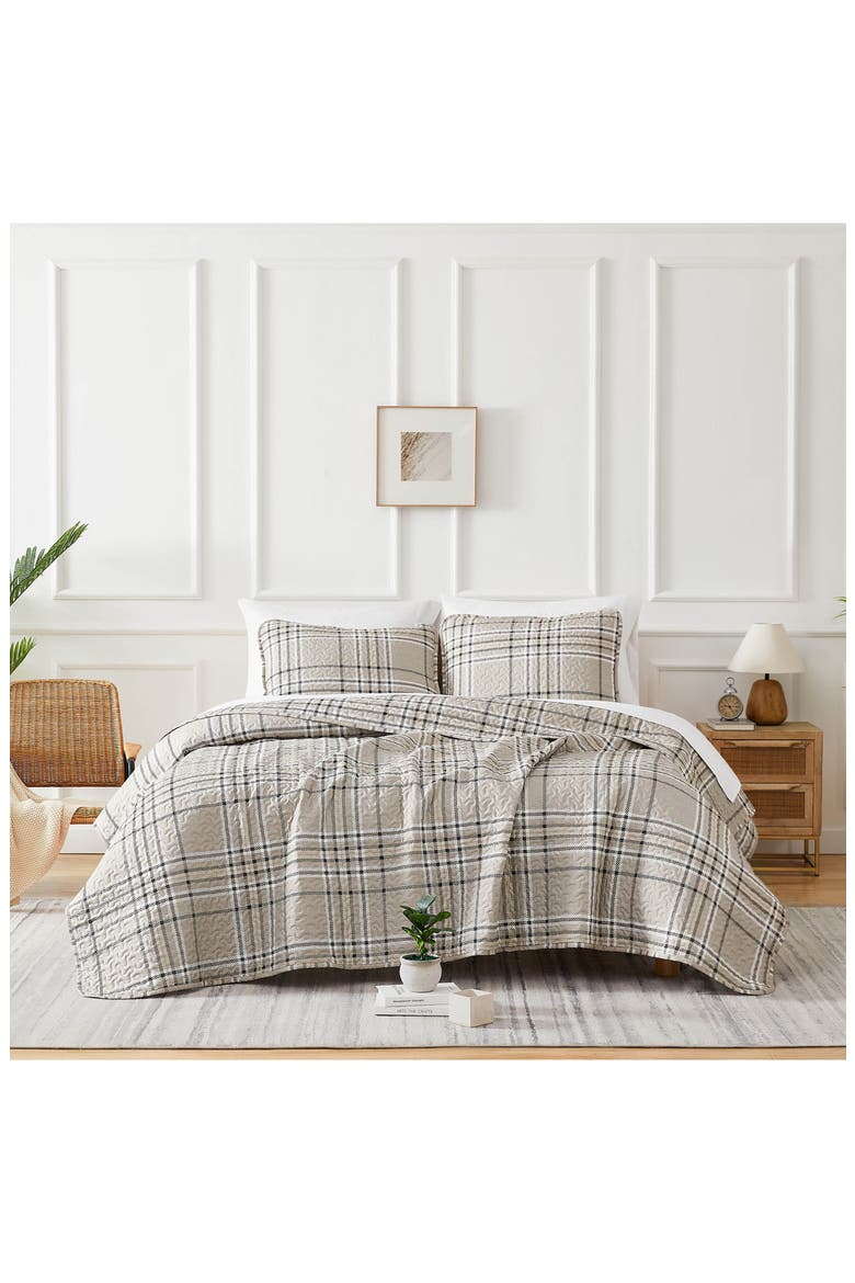 Plaid Collection- Luxury Premium Oversized Quilt Set, Alternate, color, MOCHA