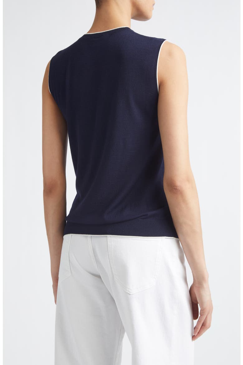 Avalon Travel Sleeveless Merino Wool Sweater, Alternate, color, BLUE/WHITE