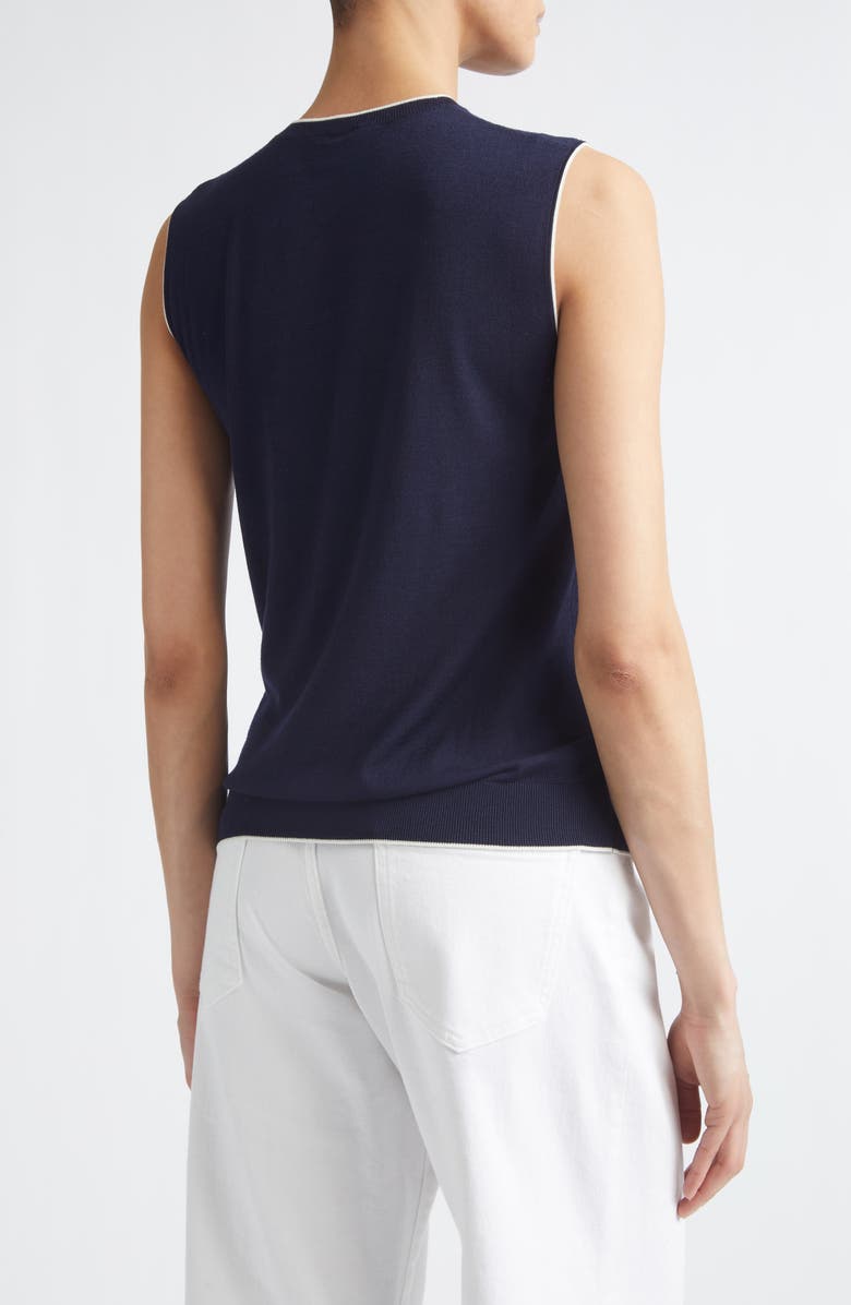 Eleventy Avalon Travel Sleeveless Merino Wool Sweater, Alternate, color, Blue/White