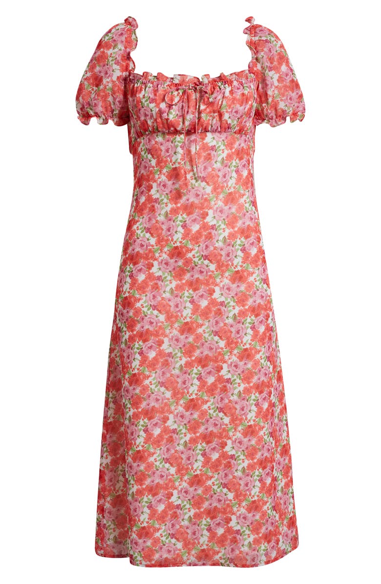 WAYF Felicity Floral Print Midi Dress, Alternate, color, Red / Purple Roses