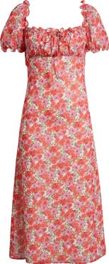 WAYF Felicity Floral Print Midi Dress