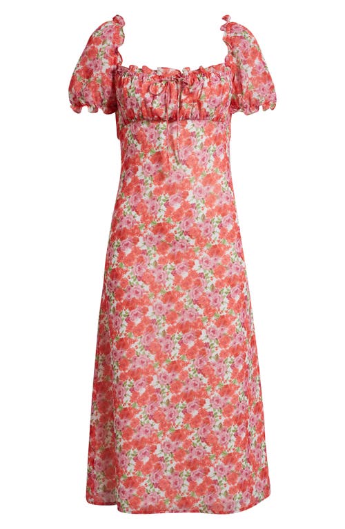 Wayf Felicity Floral Print Midi Dress In Pink