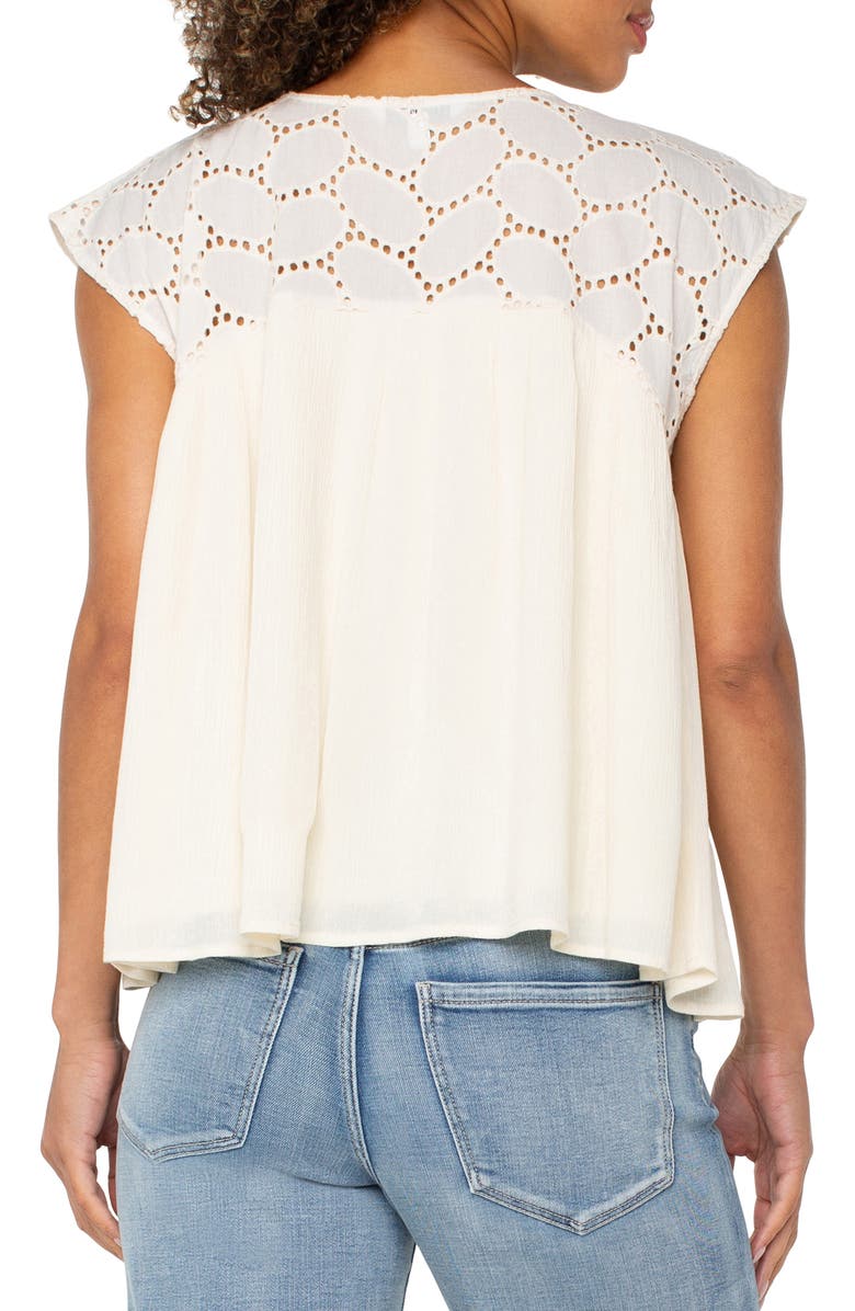 Liverpool Los Angeles Dolman Sleeve Cotton Eyelet Top, Alternate, color,
