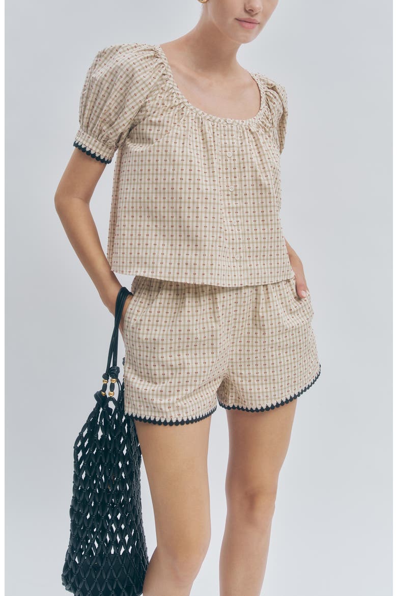 Sue Plaid Woven Shirt, Alternate, color, BEIGE PLAID