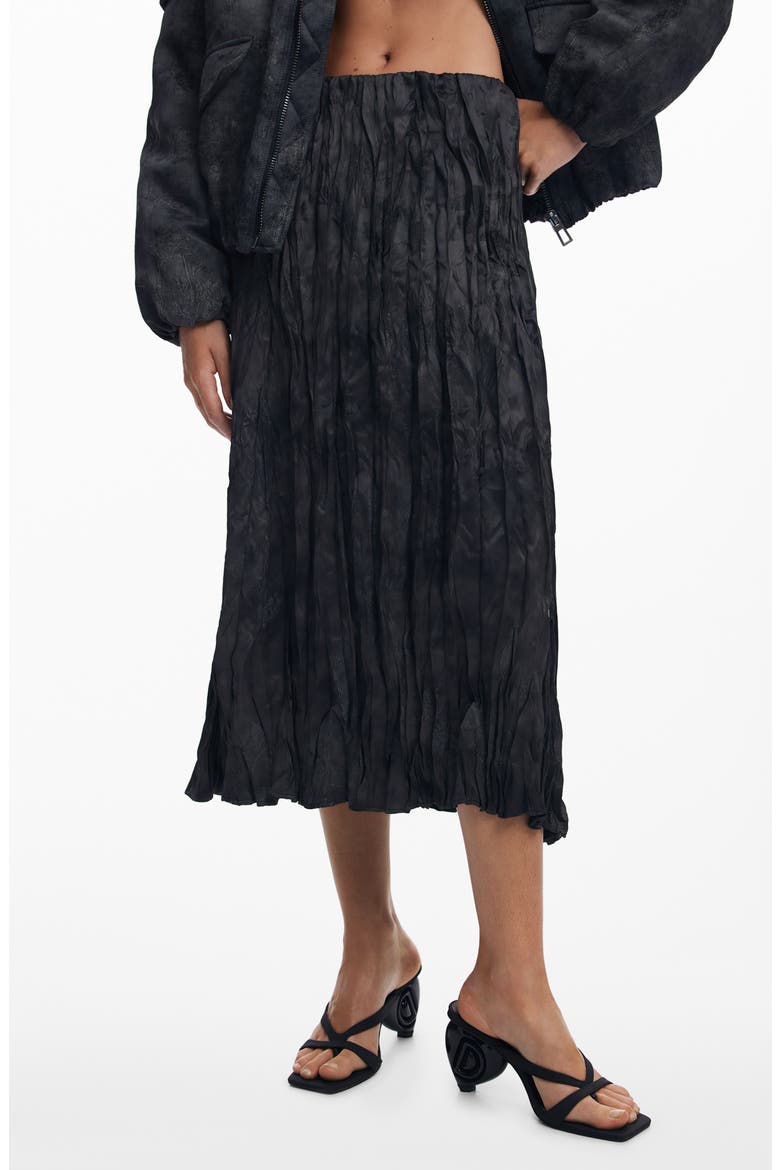 Pleated Midi Skirt, Main, color, DARK GRAY