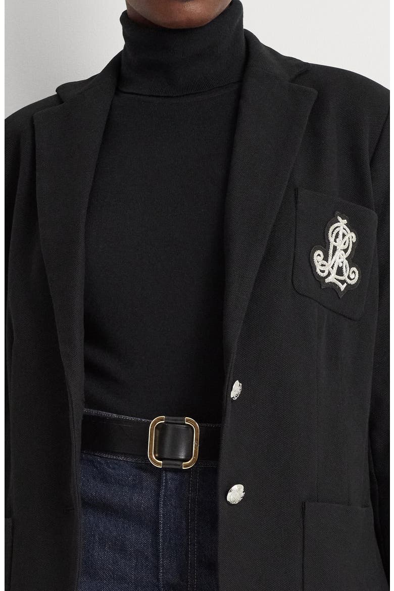 Crested Stretch Cotton Blazer, Alternate, color, BLACK