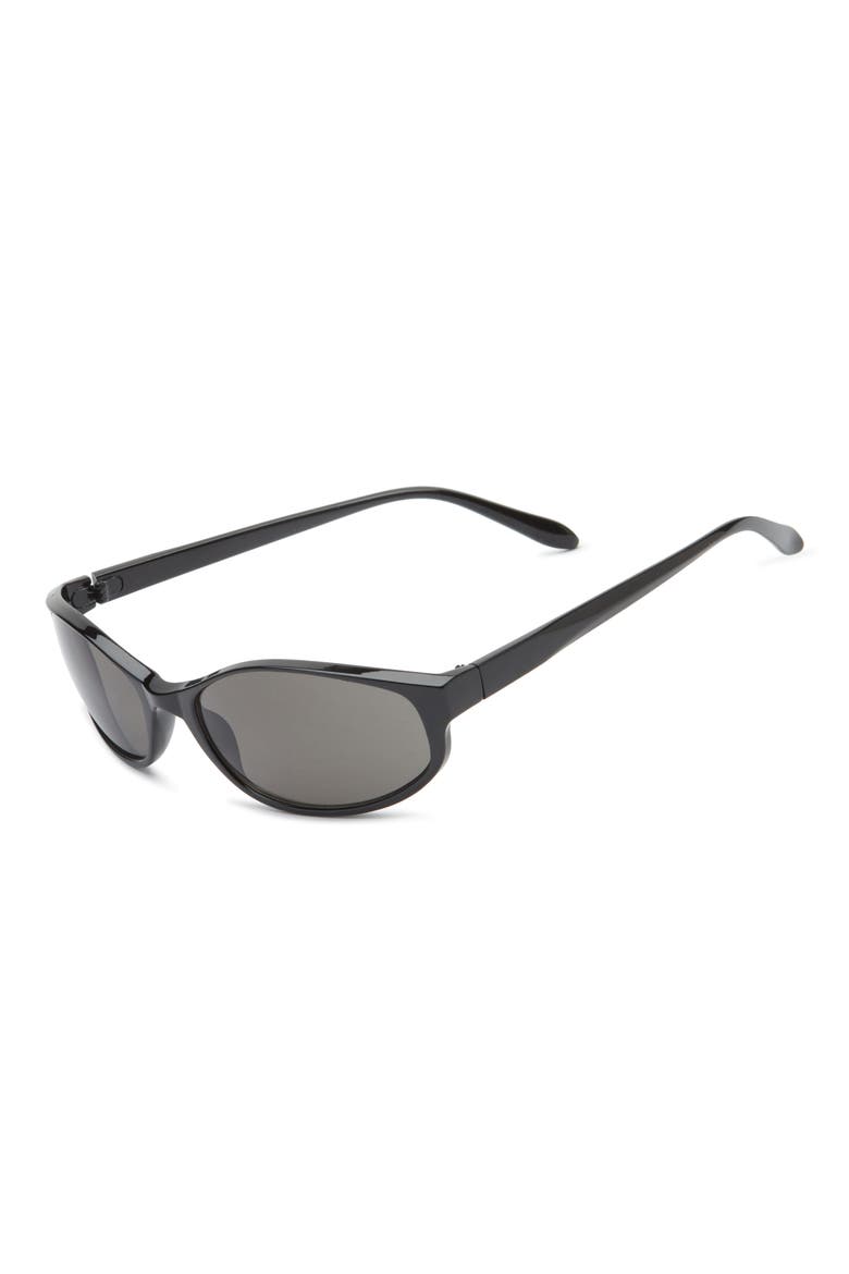 Oval Wrap Sunglasses, Alternate, color, BLACK