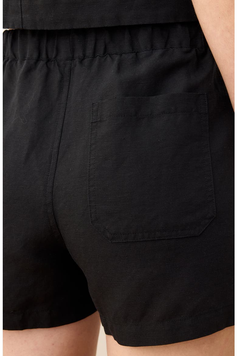 Linen Blend Drawstring Shorts, Alternate, color, BLACK