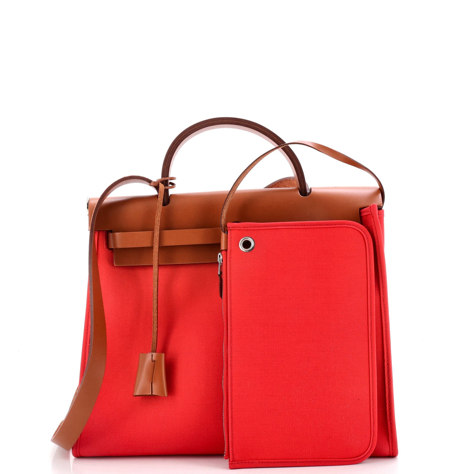 Pre-Owned Hermes Herbag Zip Leather and Toile 31, Alternate, color, Bougainvillier