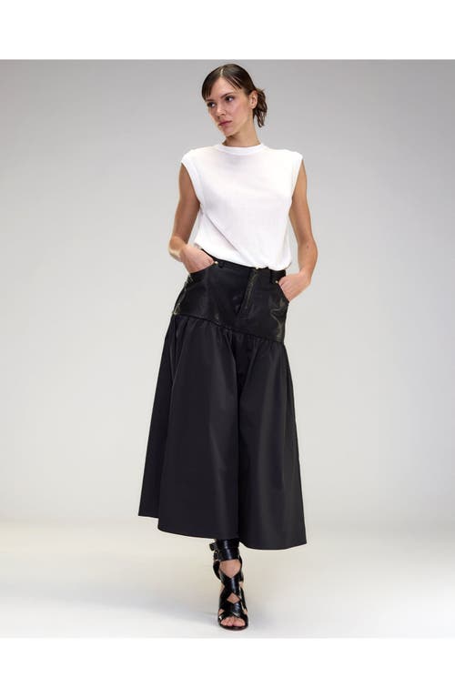 Shop Cynthia Rowley Downtown Leather Nylon Skirt In Black