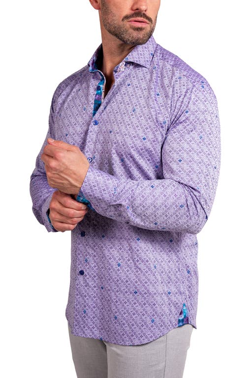 Maceoo Einstein Ascension0057 Purple Patterned Cotton Button-up Shirt In Purple