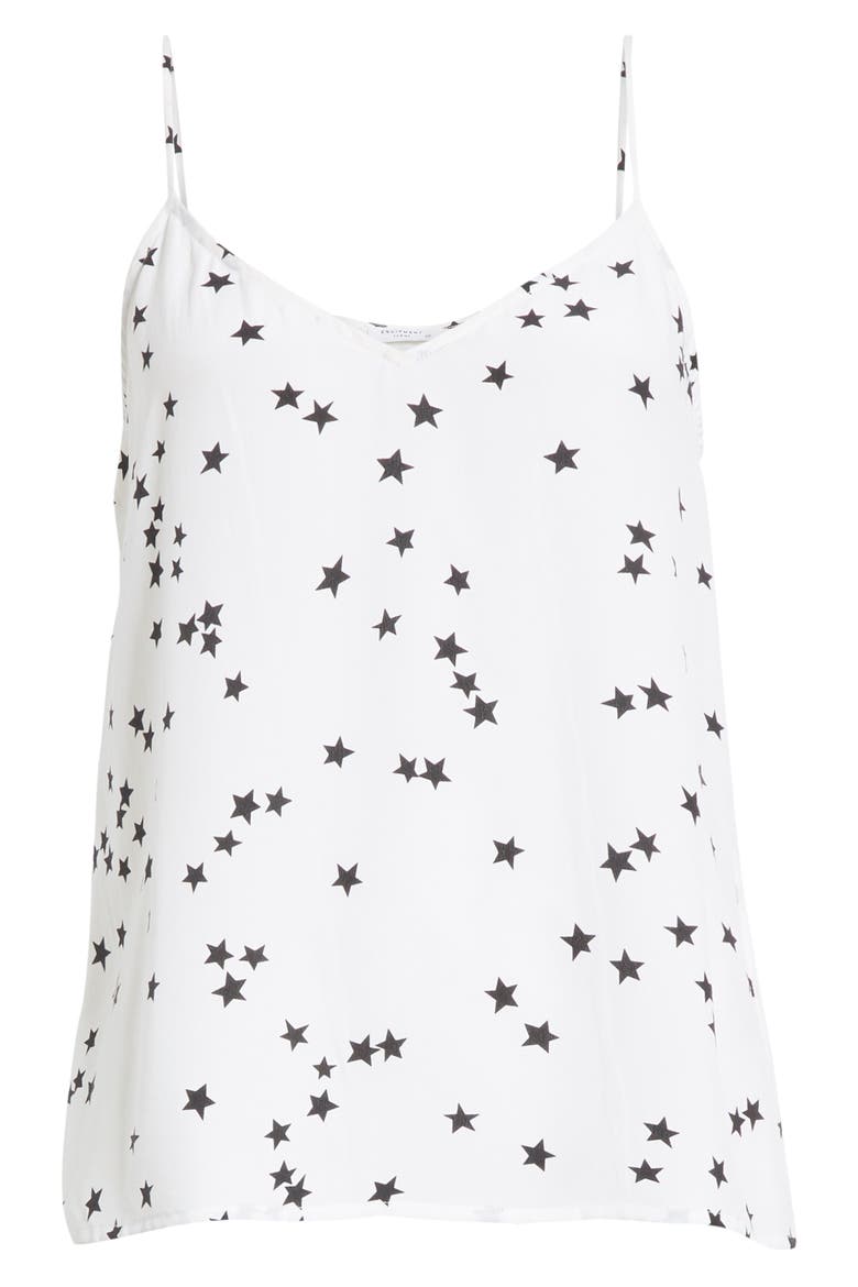 Layla Star Print Silk Camisole, Alternate, color, WHITE