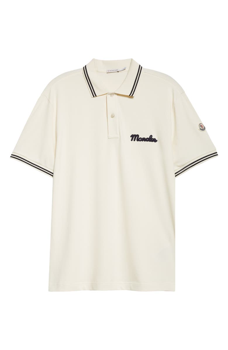 Moncler Tipped Piqué Polo, Alternate, color, Antique White