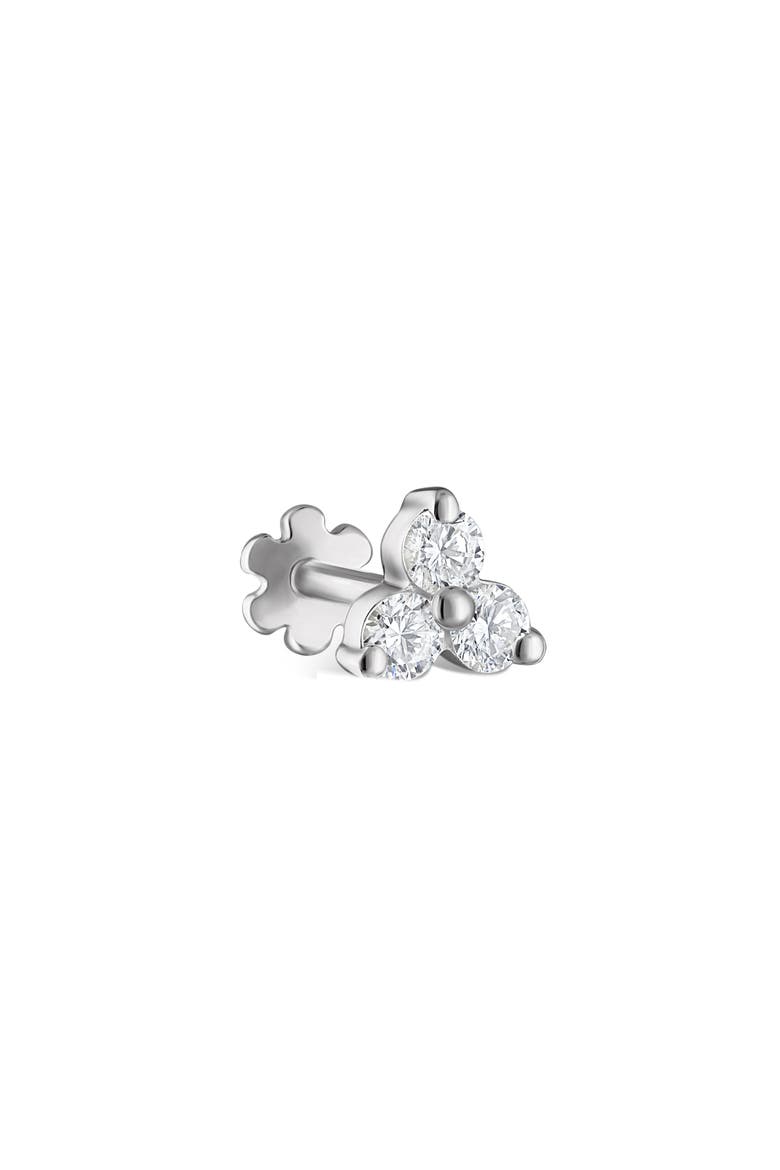 Diamond Trinity Threaded Stud Earring, Alternate, color, WHITE GOLD