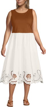 Lands' End Embroidered Duet Midi Dress
