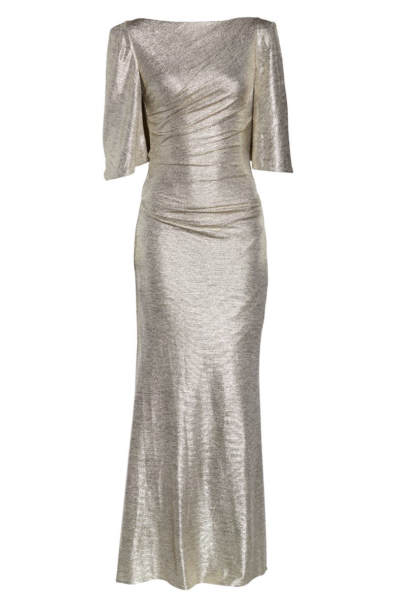 Eliza J Capelet Sleeve Ruched Evening Gown, Alternate, color, 