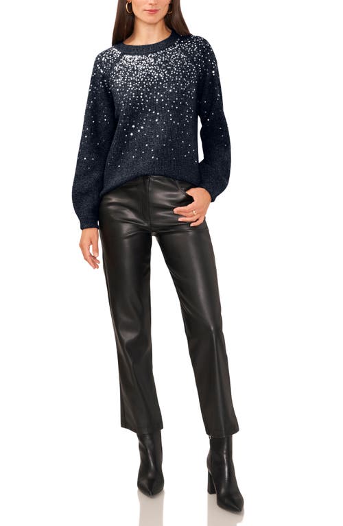 Vince Camuto Sequinned Raglan Sleeve Sweater In Blue