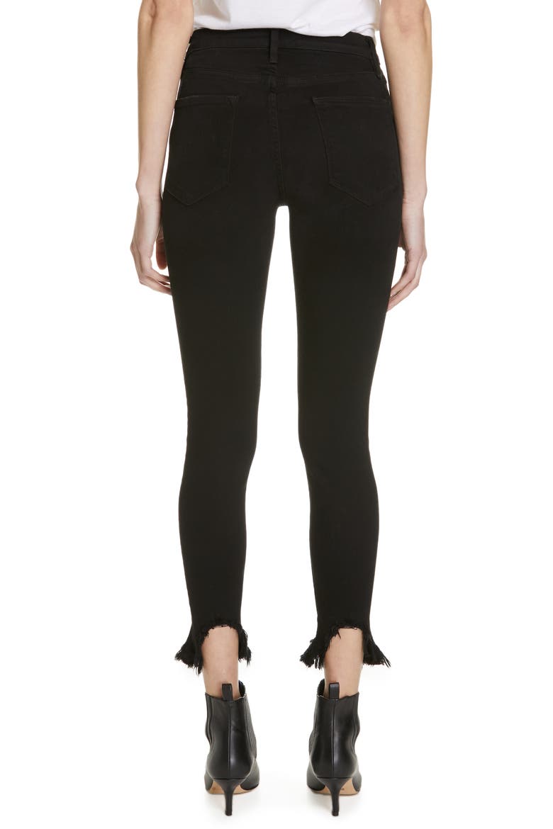 Le High Shredded Curved Hem Skinny Jeans, Alternate, color, BLACKFISH