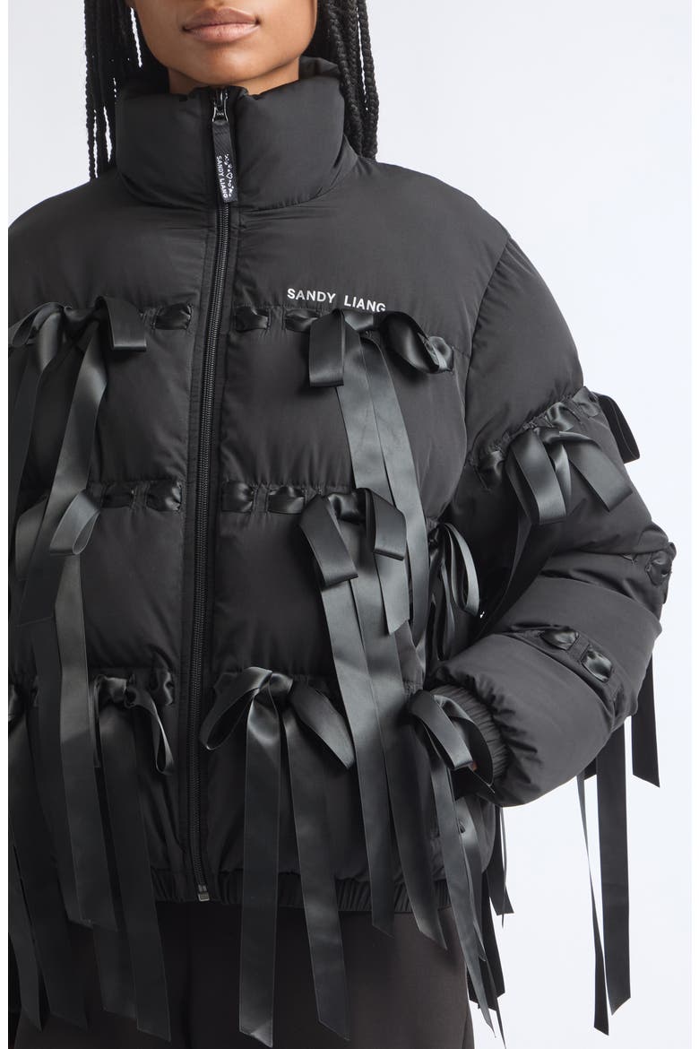 Visby Puffer Jacket with Bows, Alternate, color, BLACK