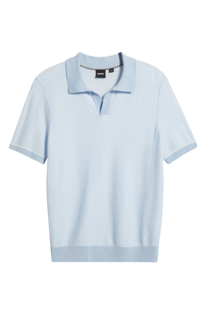 BOSS Jianluca Johnny Collar Polo, Alternate, color, Light/ Pastel Blue