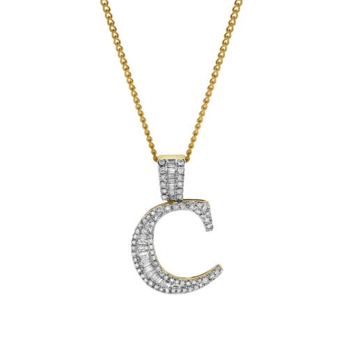 Luvmyjewelry C Initial Diamond Pendant 10k Yellow Gold In 10k Yellow Gold -