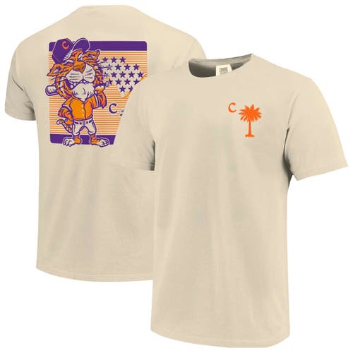 Image One Cream Clemson Tigers Palmetto C Baseball T-shirt In Neutral