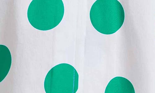 Foxcroft Agnes Dot Print Three-quarter Sleeve Cotton Popover Top In White/green