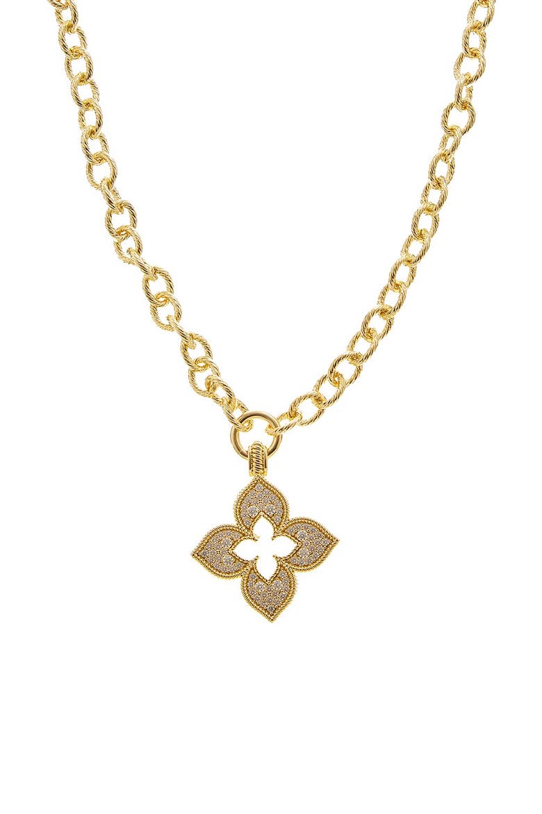Open Clover Pendant Necklace, Main, color, YELLOW