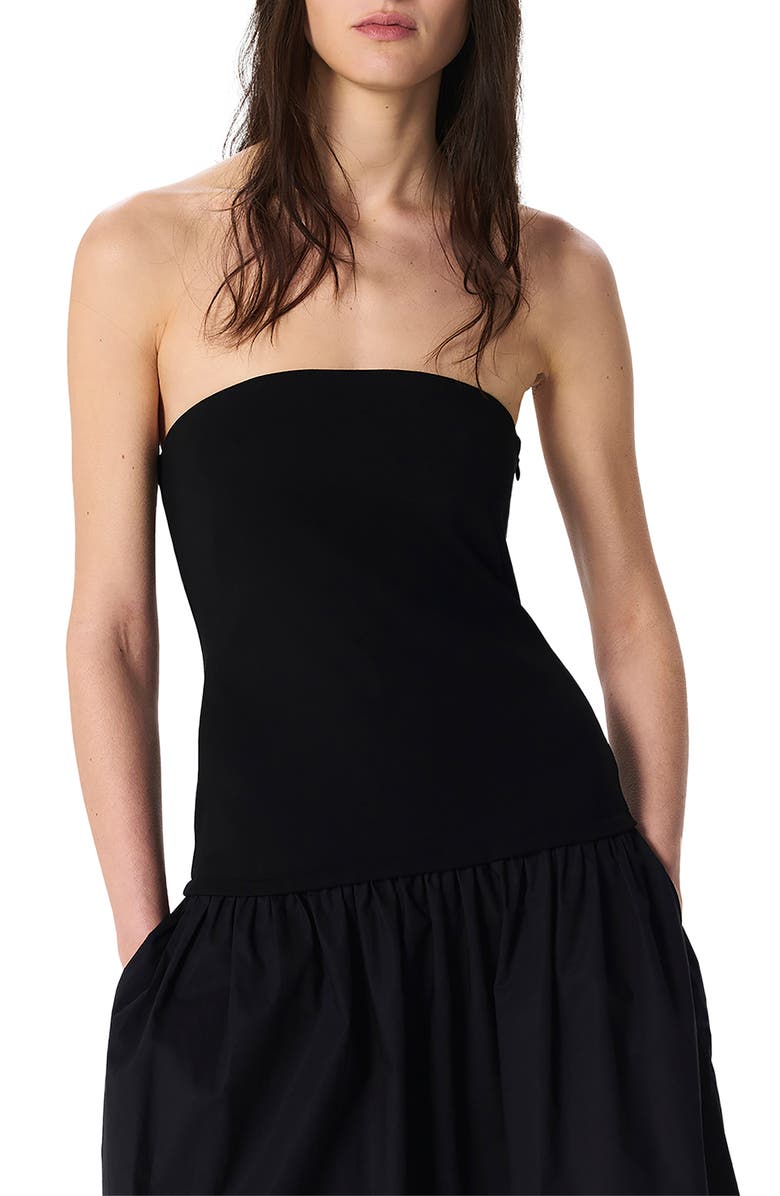 rag & bone Irina Mixed Media Strapless Maxi Dress, Alternate, color, Black