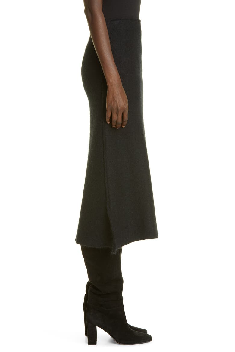 Felted Wool Blend Midi Skirt, Alternate, color, BLACK