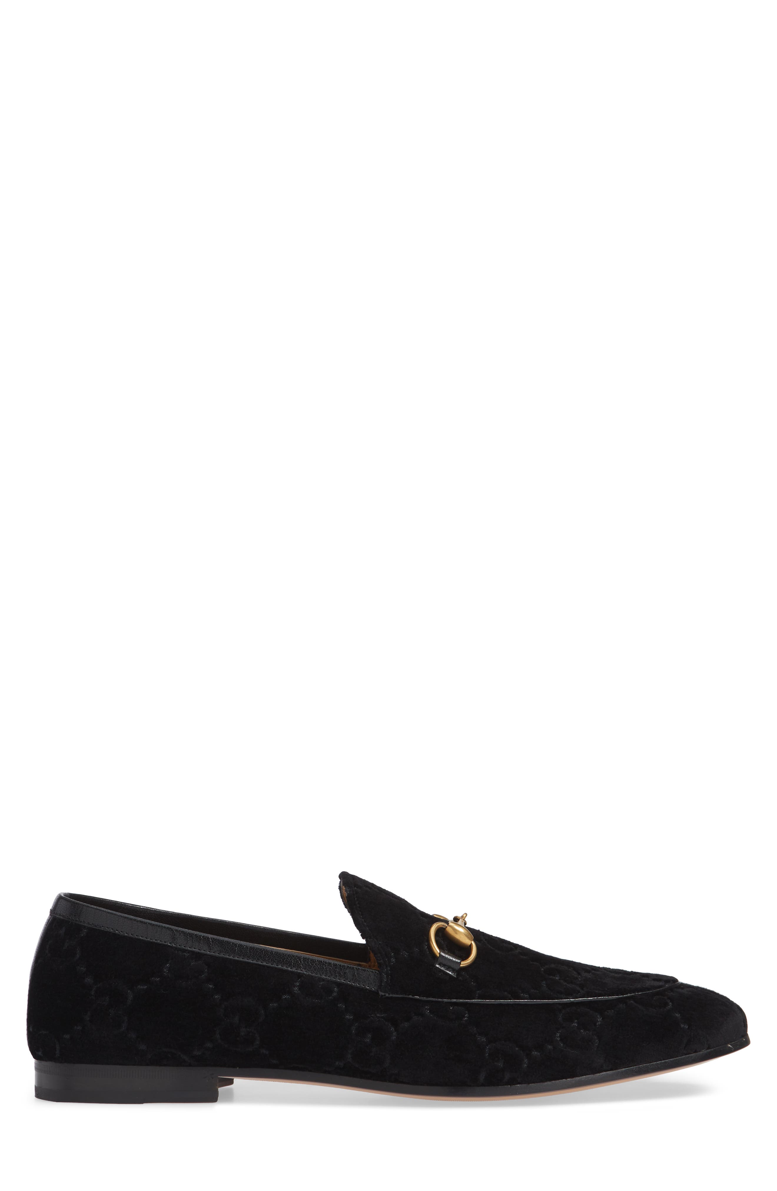 Jordaan Horsebit GG Velvet Loafer, Alternate, color, NERO/ NERO