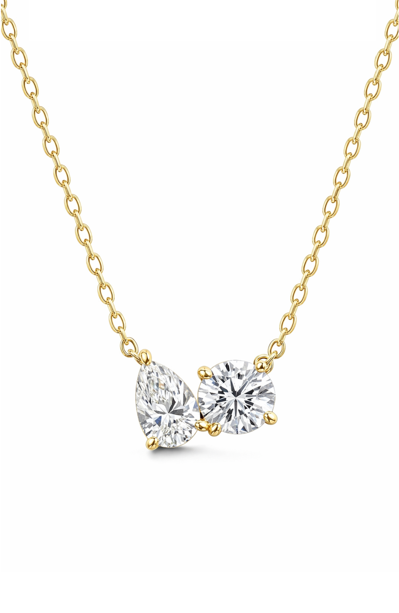 DLORIA 2 ct. t.w. Toi et Moi Moissanite Necklace (Pear & Round-Cut, Color D, FL Clarity) in Gold Vermeil, Main, color, Gold