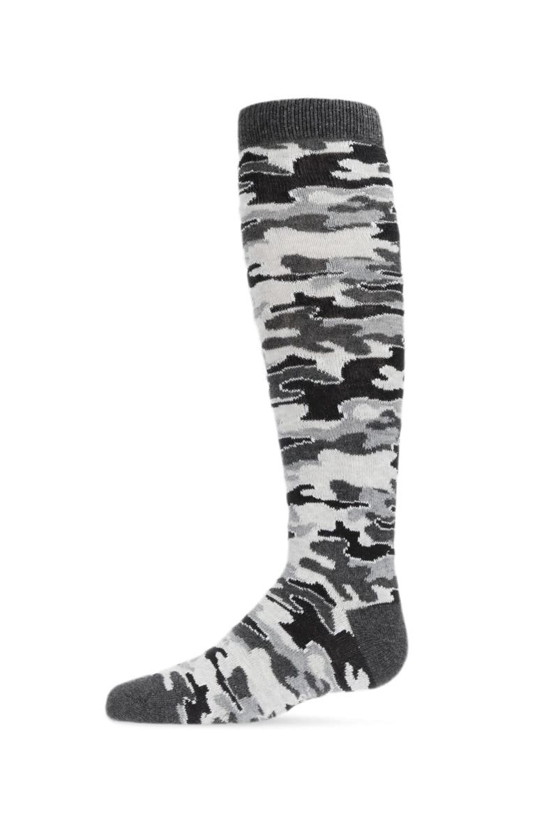 Lurex Camo Knee High Socks, Main, color, Gray