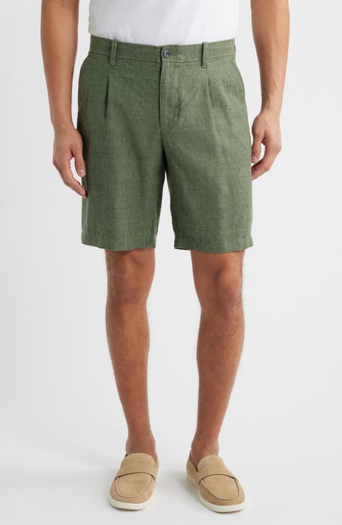 Tommy Bahama Isla Sands Pleated Stripe Linen Blend Shorts In Green