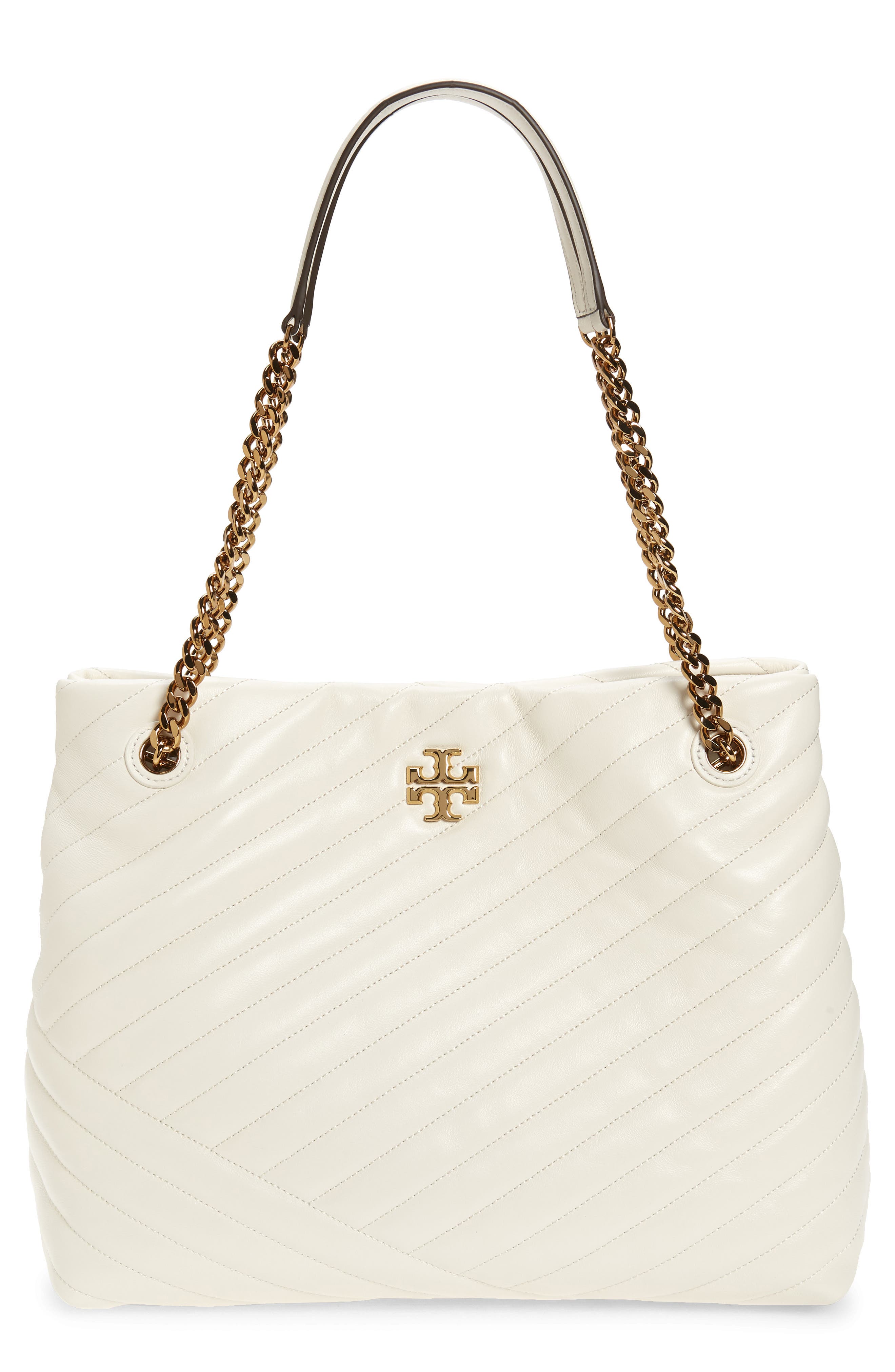 Kira Chevron Quilted Leather Tote, Main, color, NEW IVORY
