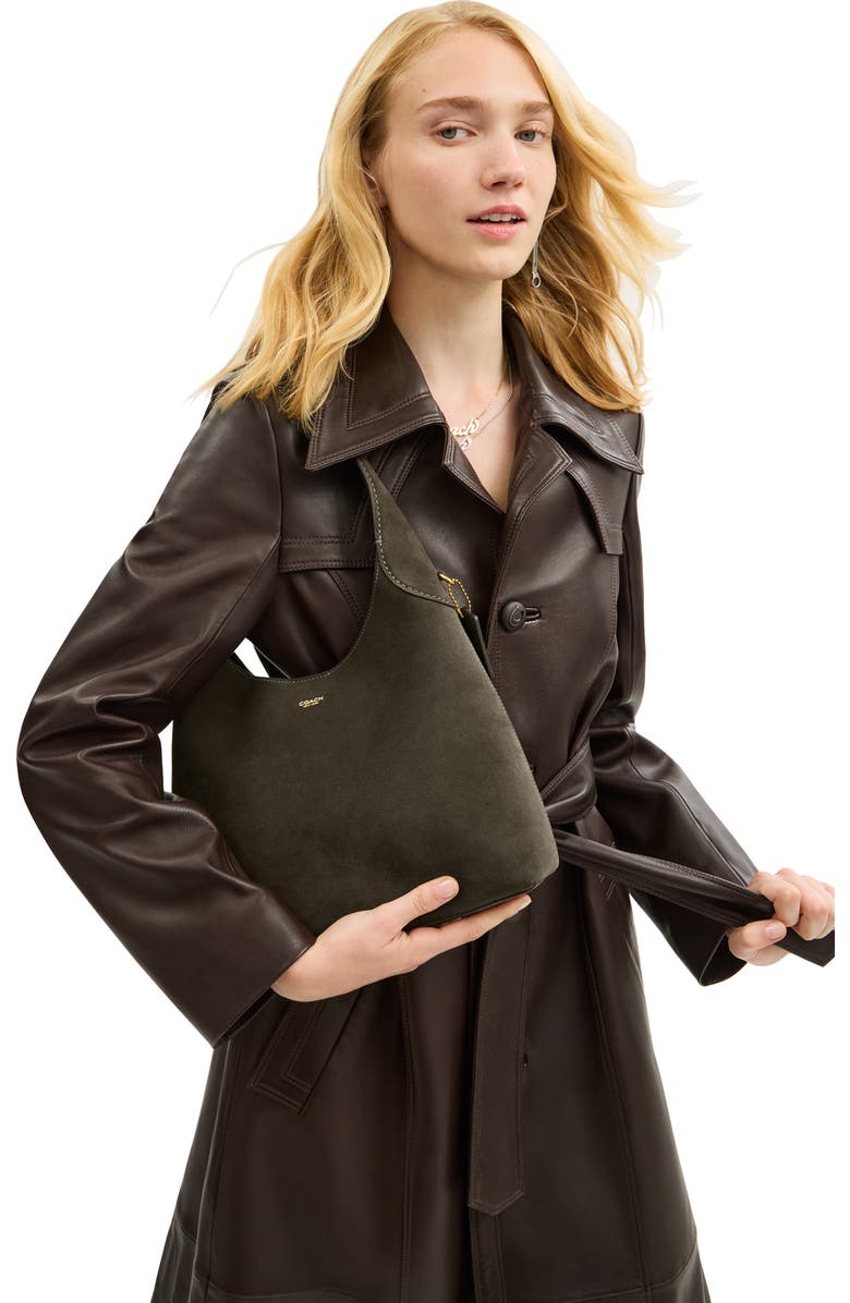 COACH Brooklyn 28 Suede Shoulder Bag, Alternate, color, B4/ Olive