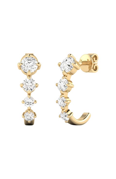 Starlight Lab Diamond J Hoop in 14K Gold