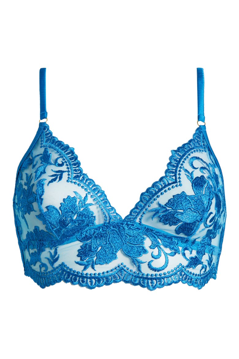 Embroidered Longline Bralette, Alternate, color, BLUE