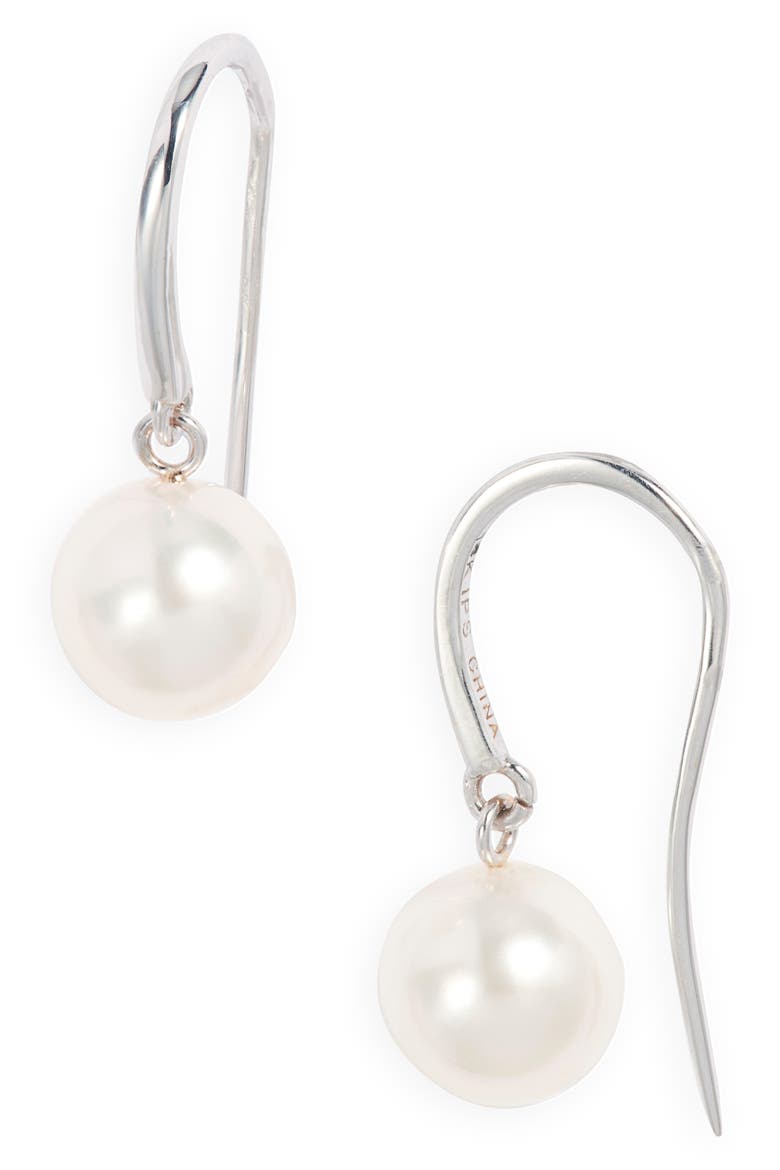 Akoya Pearl Drop Earrings, Main, color, WHITE- 14K WHITE GOLD