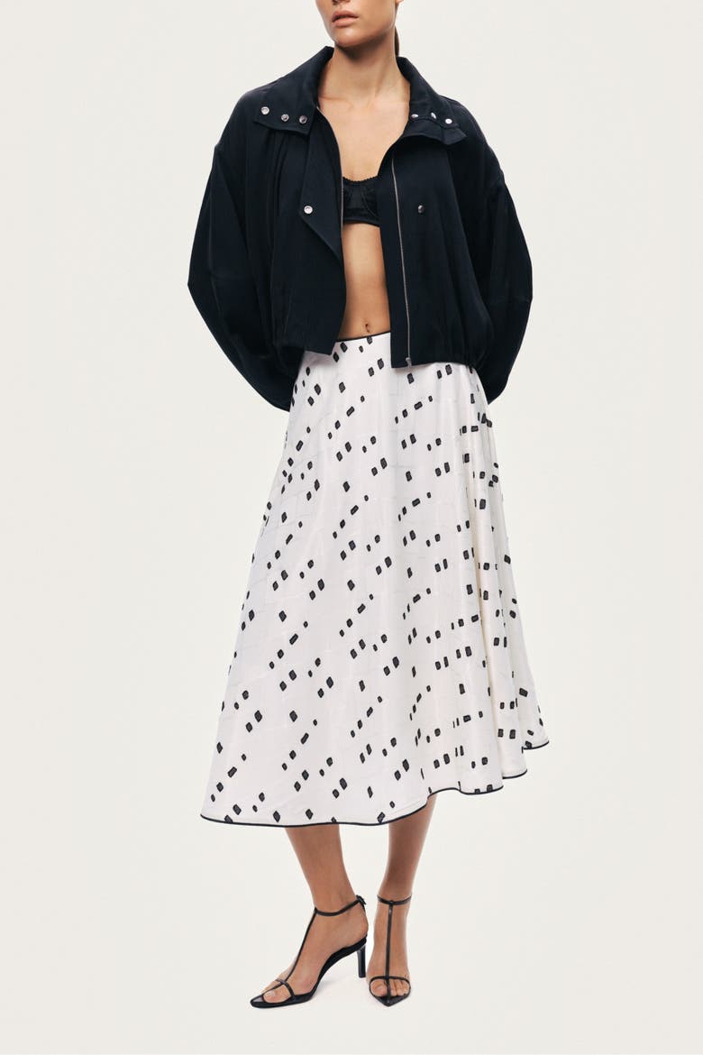 High-Neck Gathered Jacket, Alternate, color, Black