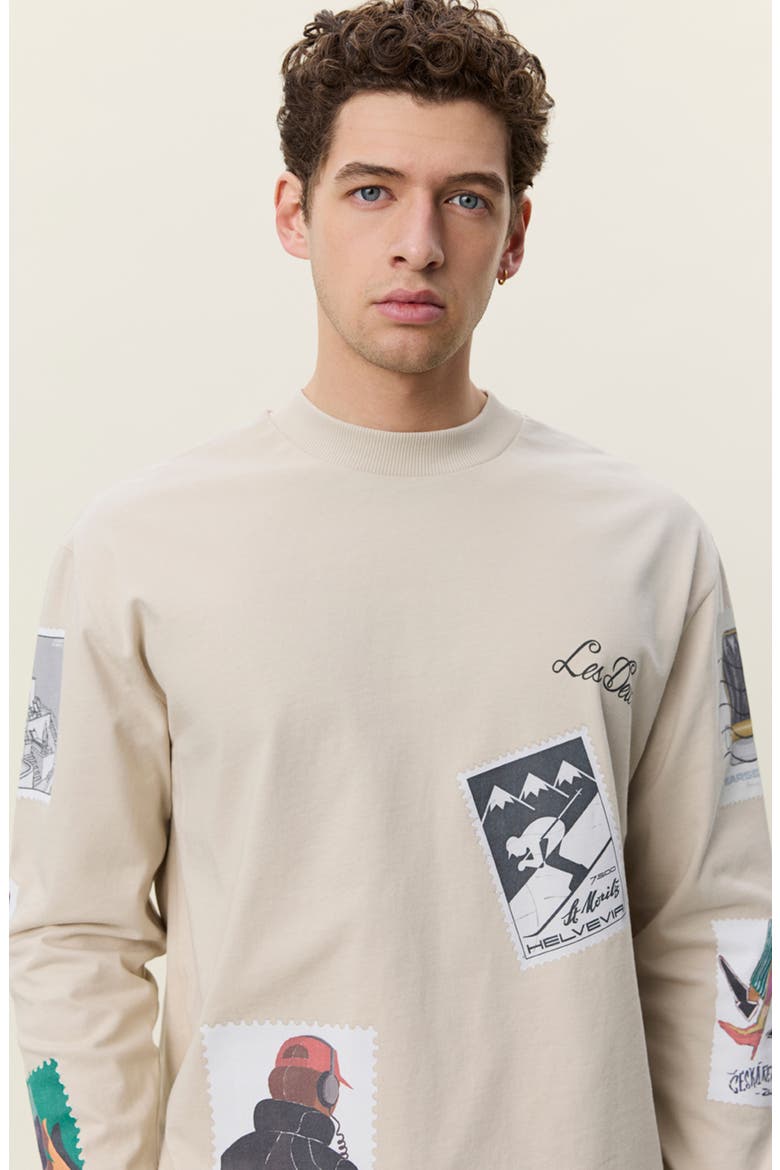 Stamp Graphic Long Sleeve T-Shirt, Alternate, color, LIGHT SAND