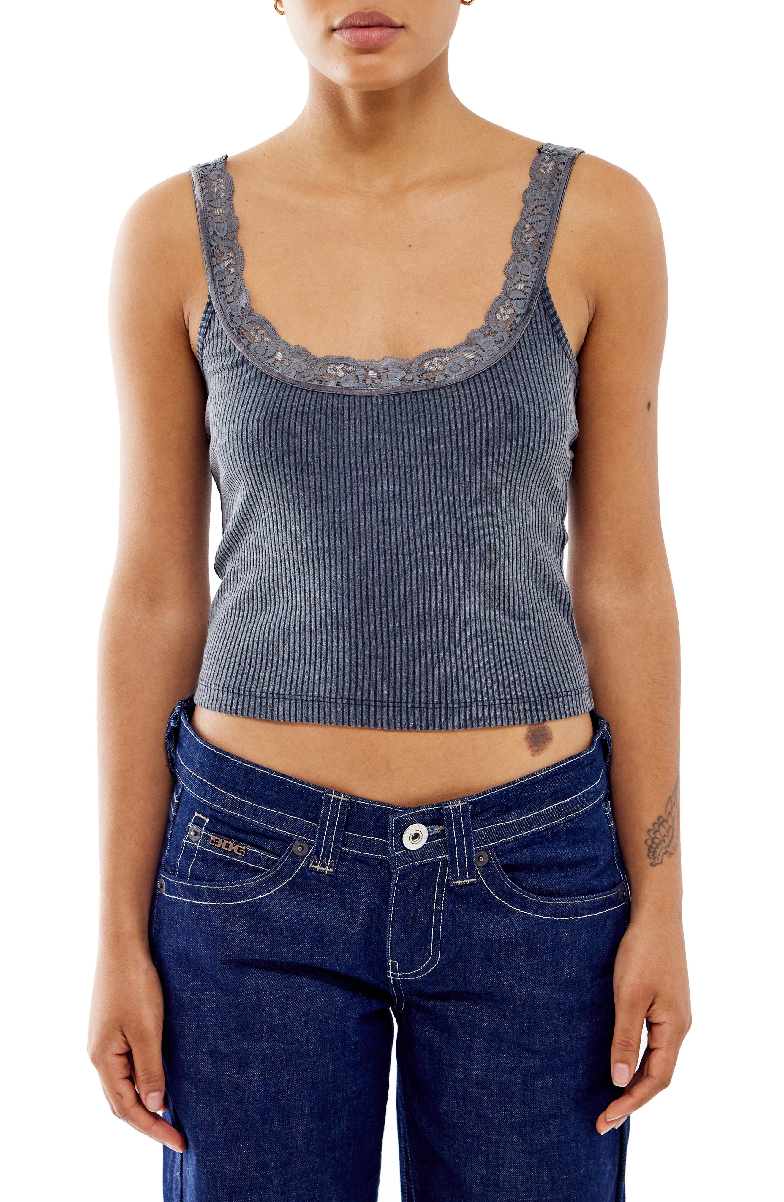 Lace Trim Rib Tank
