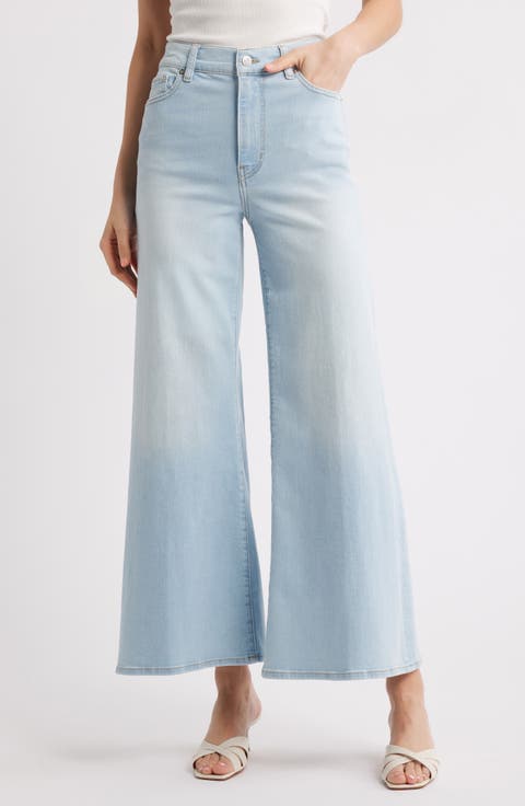 Le Palazzo High Waist Crop Wide Leg Jeans (Float)