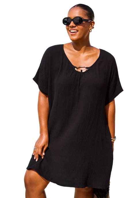 Cotton Gauze Ring Front Cover Up Dress