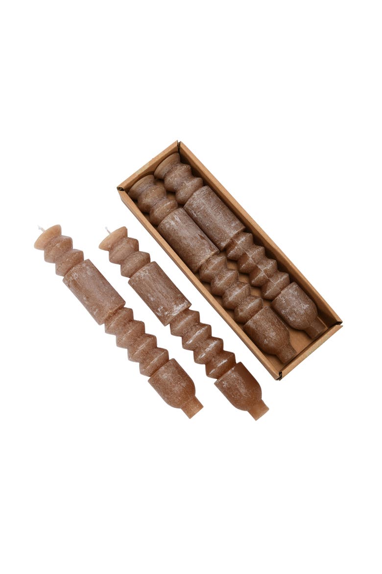 Unscented  Taper Candles in Box, Set of 2, Cappuccino, Main, color, Brown