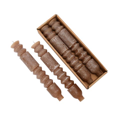 Unscented  Taper Candles in Box, Set of 2, Cappuccino