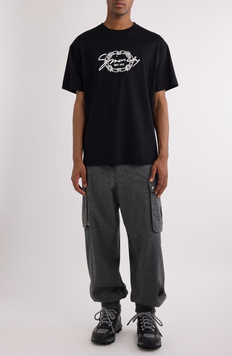 Givenchy Regular Fit Crest Embroidered T-Shirt, Alternate, color, Black