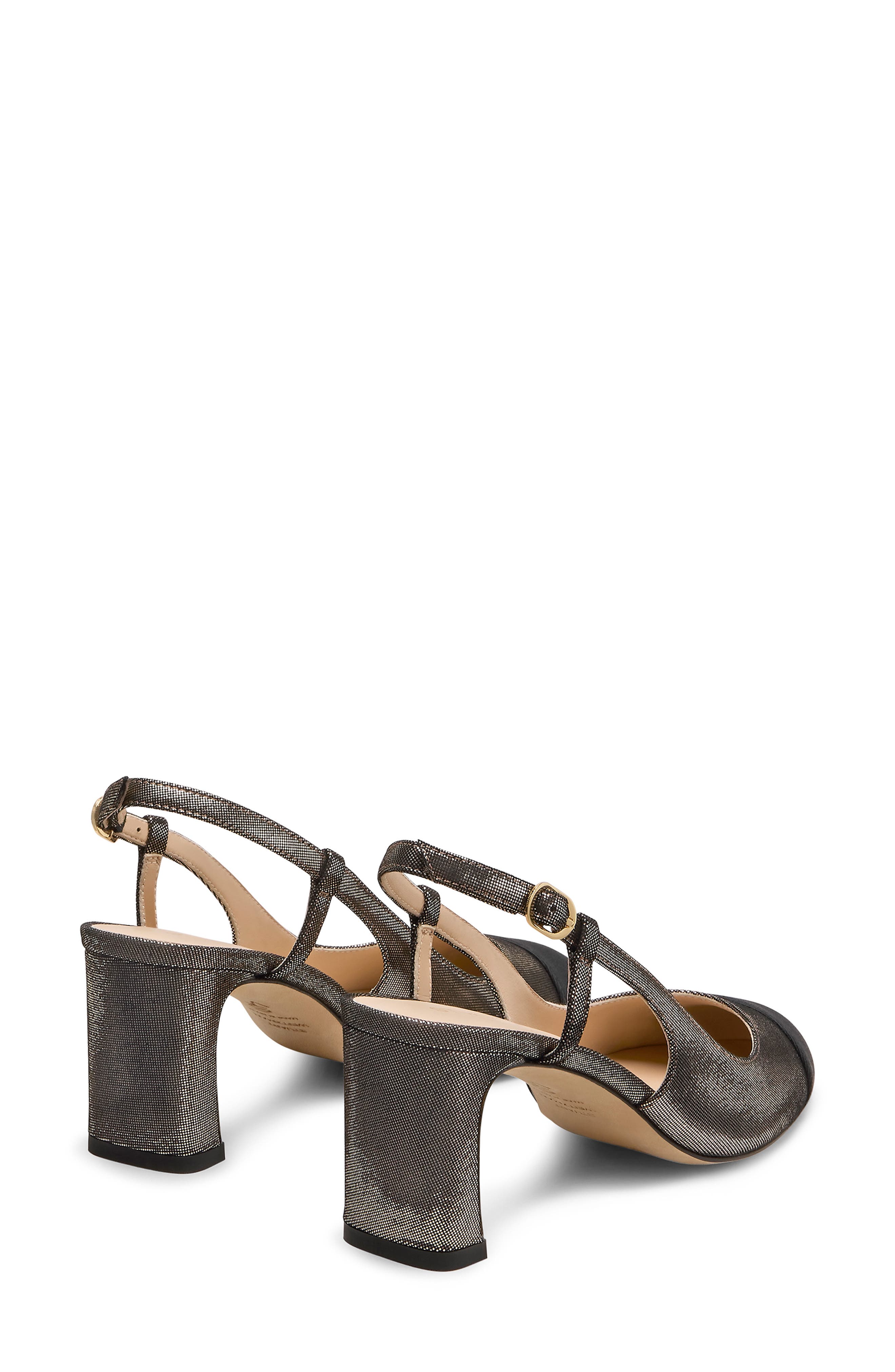 Stuart Weitzman Babette Cap Toe Slingback 60 Pump, Alternate, color, Platino/ Black