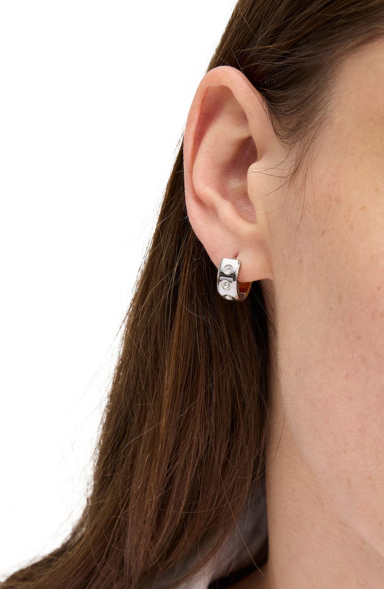 Kate Spade New York crystal chunky huggie hoop earrings, Alternate, color, Clear/ Two Tone