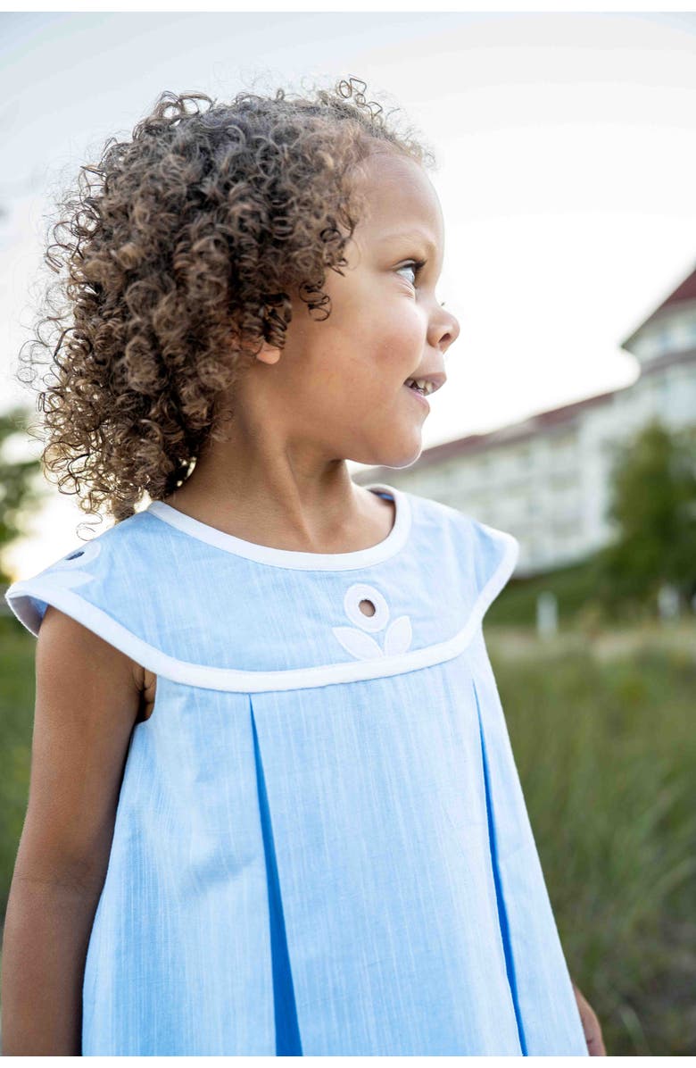 Florence Eiseman Linen-Look Dress With Vintage Flower, Alternate, color, Blue